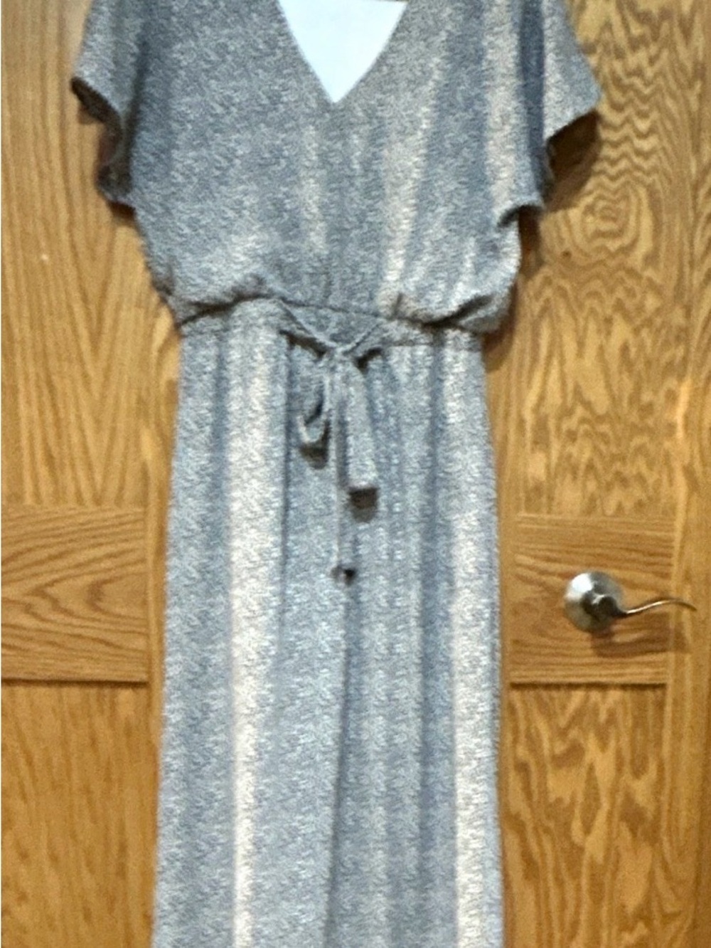 Sienna Sky Silver V-Neck Tie-Front Maxi Dress